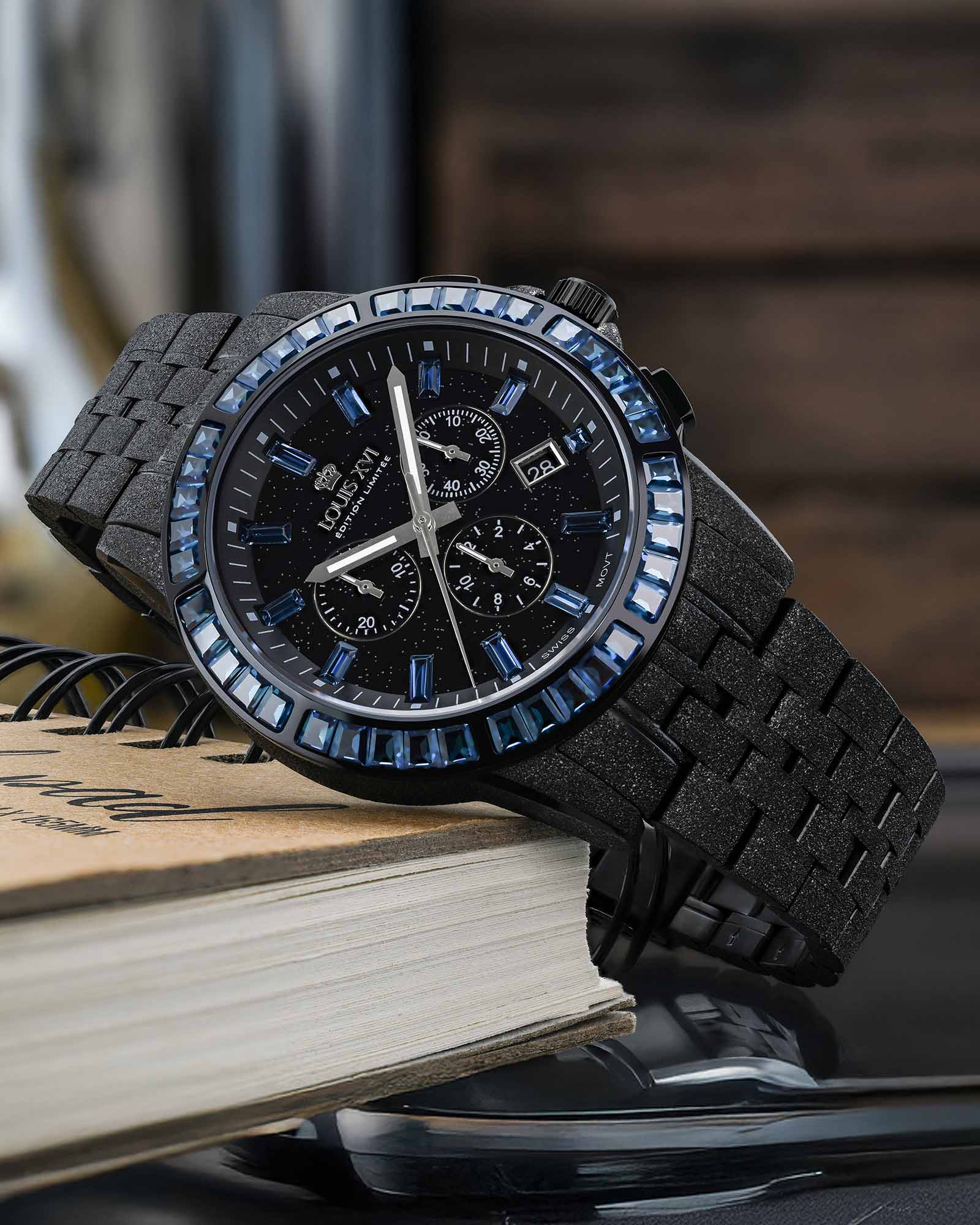 Majesté Frosted Iced Out 1181 Midnight Blue - 43mm-LOUIS XVI