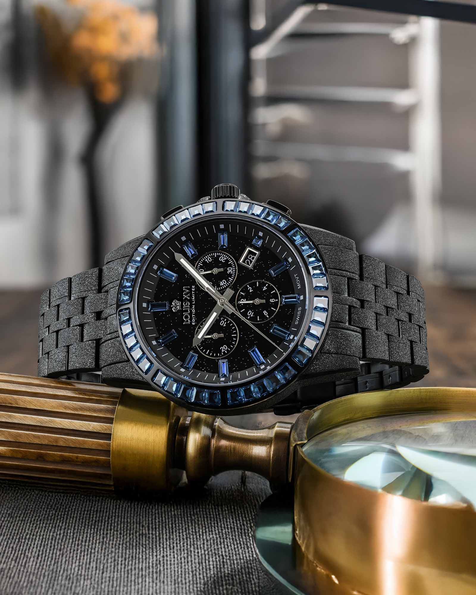 Majesté Frosted Iced Out 1181 Midnight Blue - 43mm-LOUIS XVI