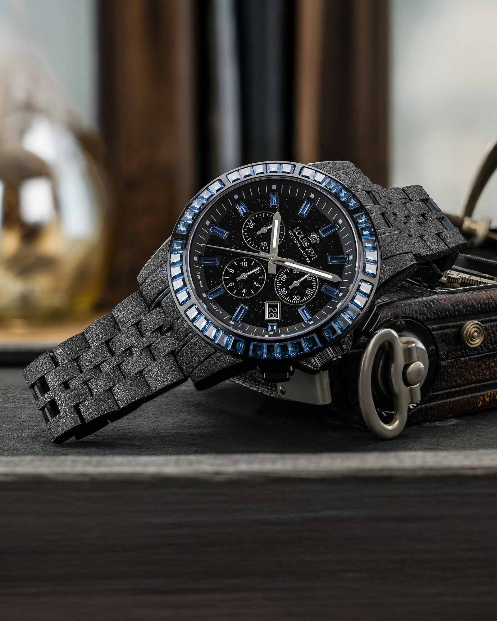 Majesté Frosted Iced Out 1181 Midnight Blue - 43mm-LOUIS XVI