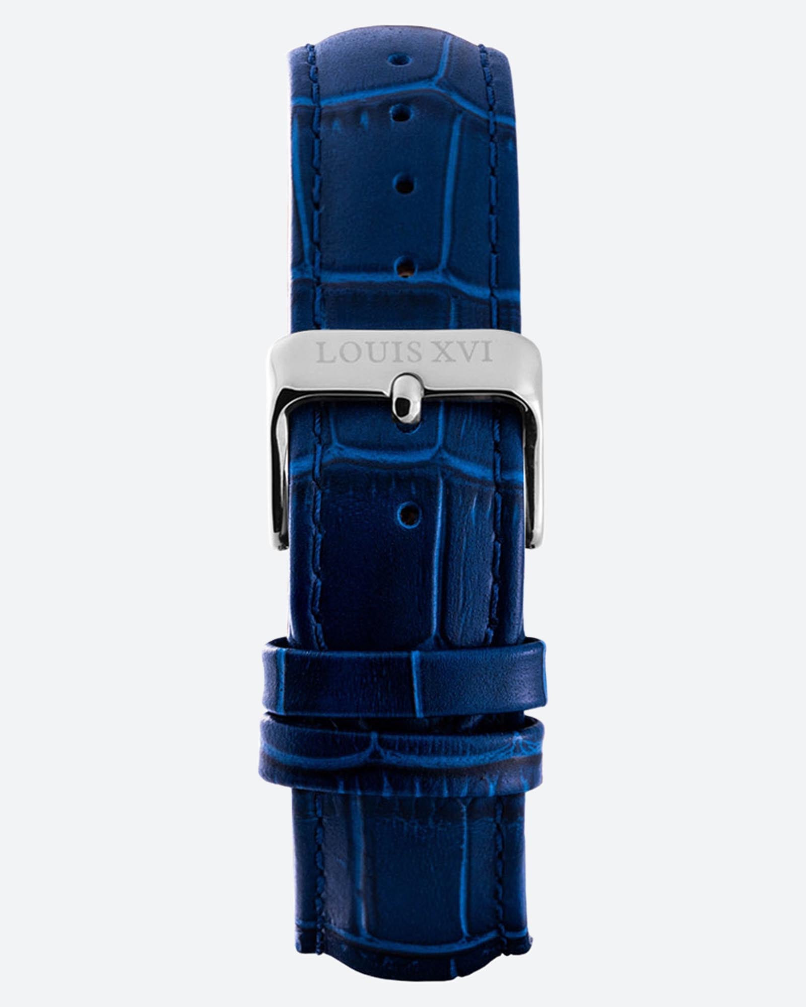 Lederband - Blau/Silber-LOUIS XVI